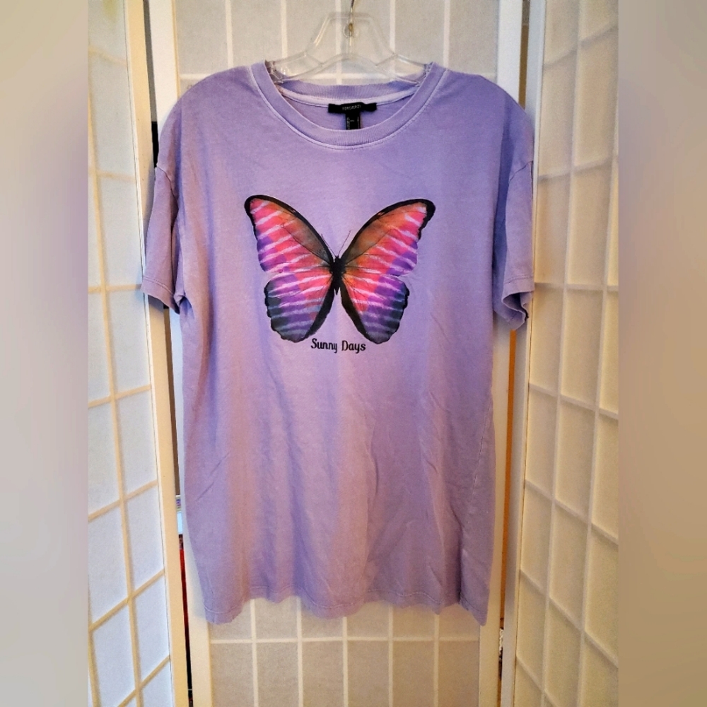 Forever 21 Purple Tee with Butterfly Design